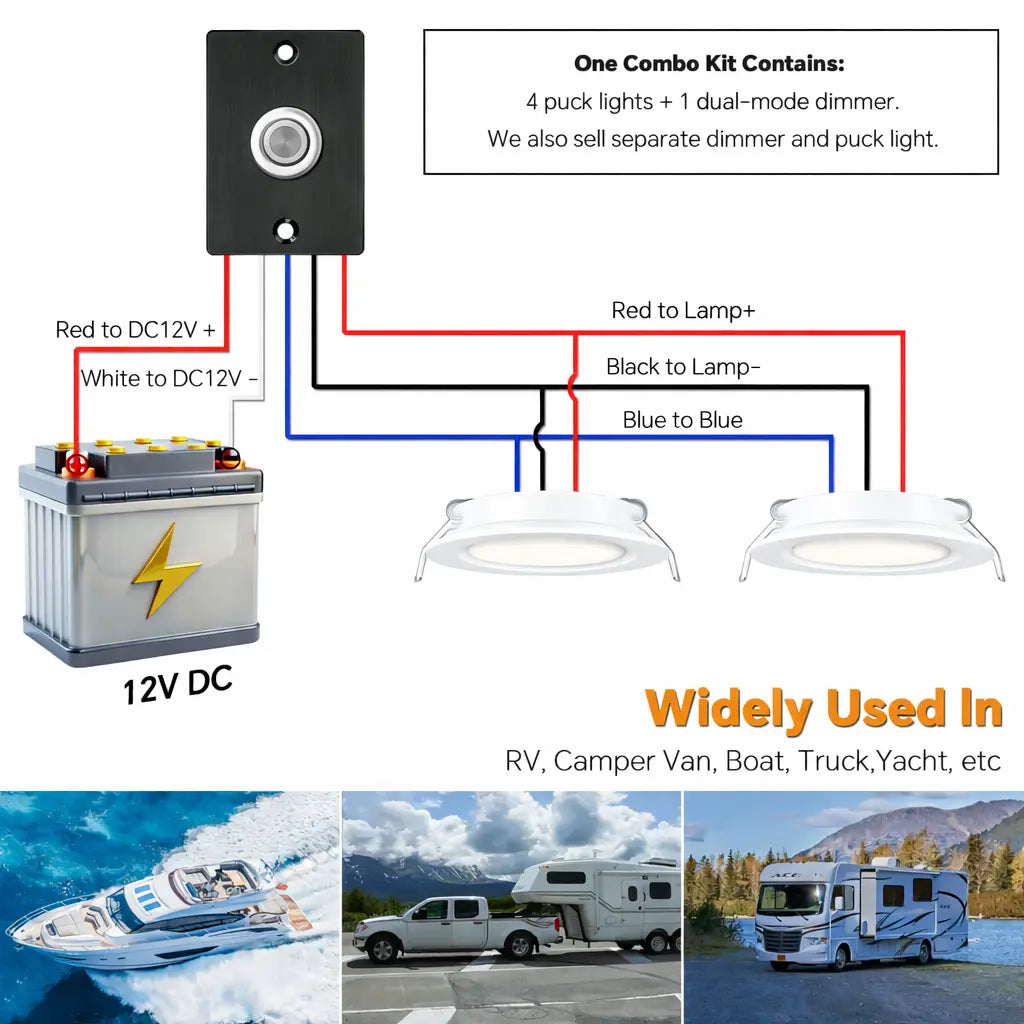 White Downlight Dimmer & Switch Kit (4 Pack) Cool White