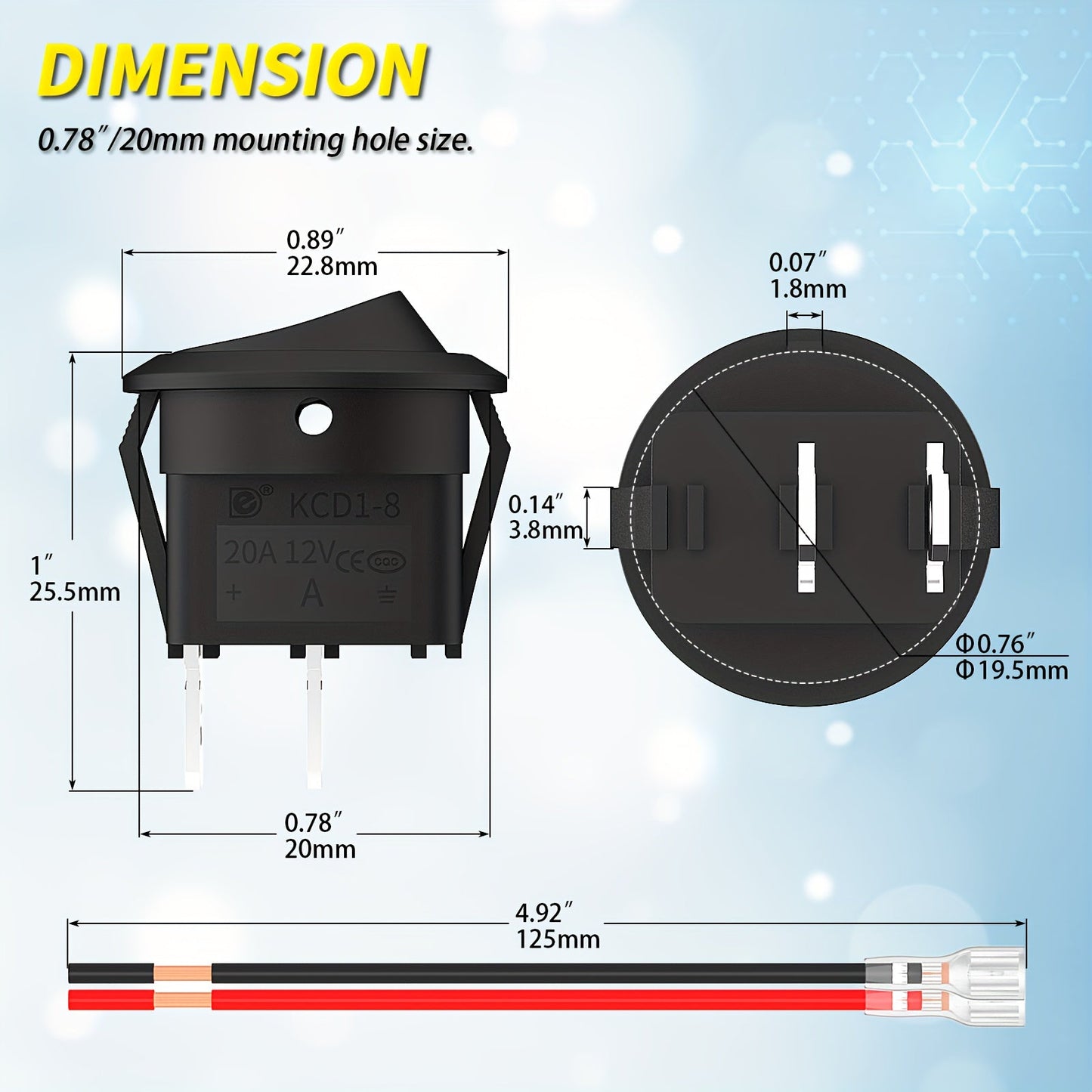 20mm Rocker Switches With On/Off Marking