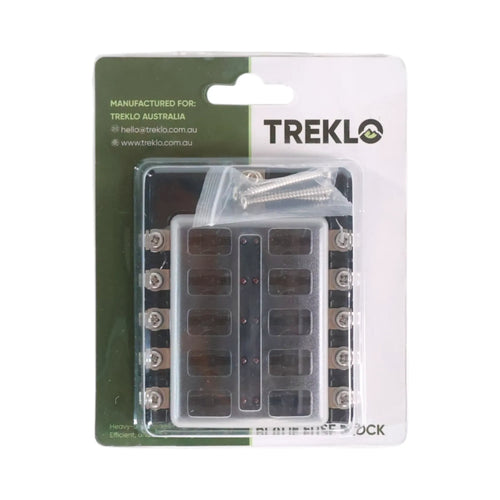 10 slot screw down LED indicator blade fuse block for caravan, rv, and campervan electrical systems