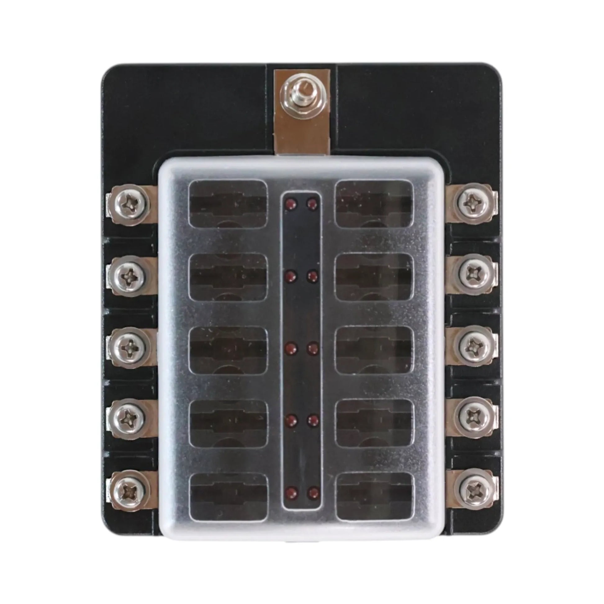 10 circuit blade fuse block with LED indicators and screw terminals
