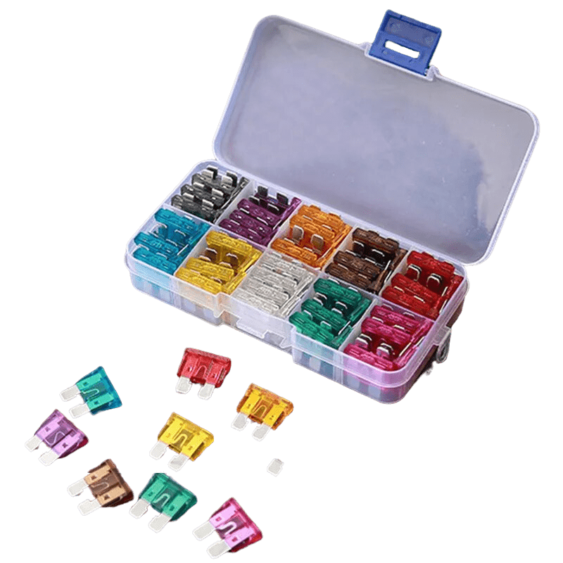 100 piece blade fuse set for caravan 12v circuits and accessory protection