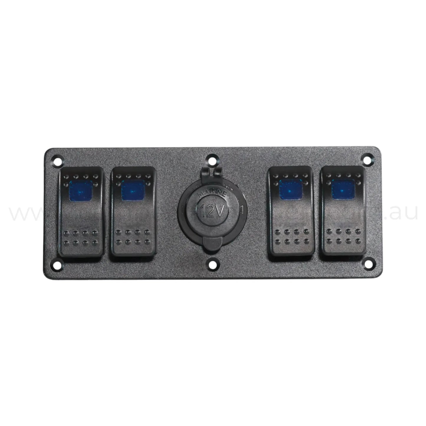 4 way single led rocker switch panel with 12v outlet for rv accessory switching and charging