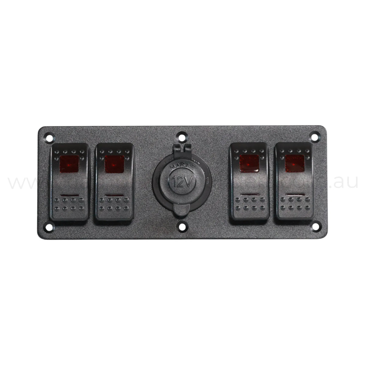 Four Way Rocker Switch 4 Way Rocker Switch Panel + 12v Socket Dual LED (Red, Green or Blue ...
