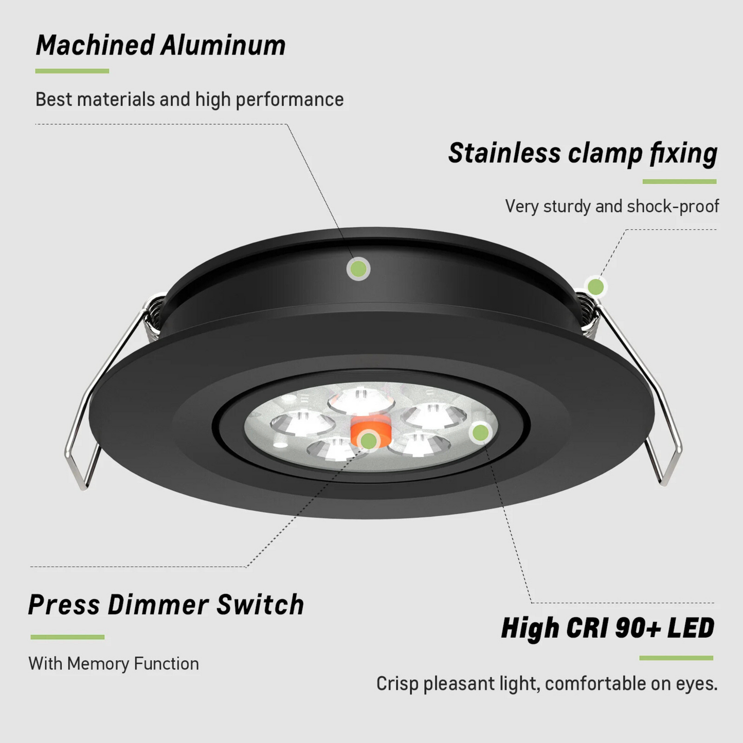 dimmable recessed downlight with cool white output