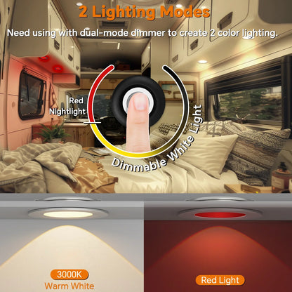 warm white LED downlights with matching silver controls