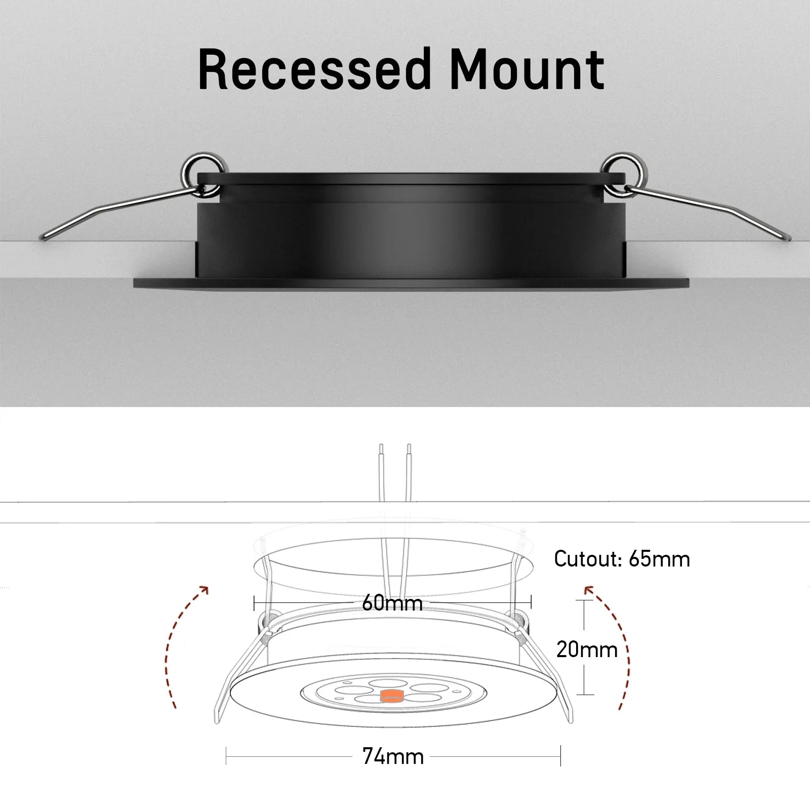 warm white dimmable downlight in black finish