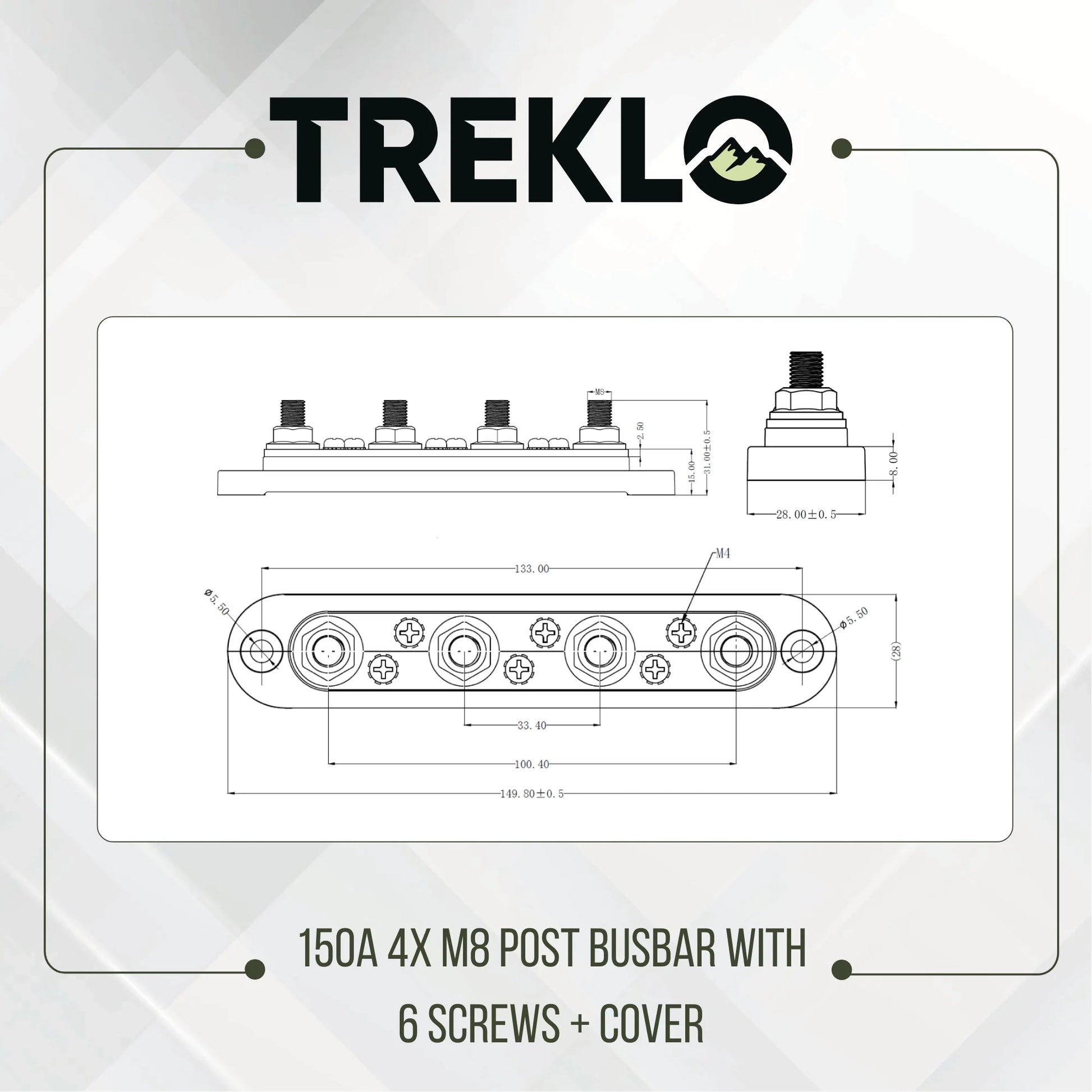 corrosion resistant 150a m6 busbar with protective cover