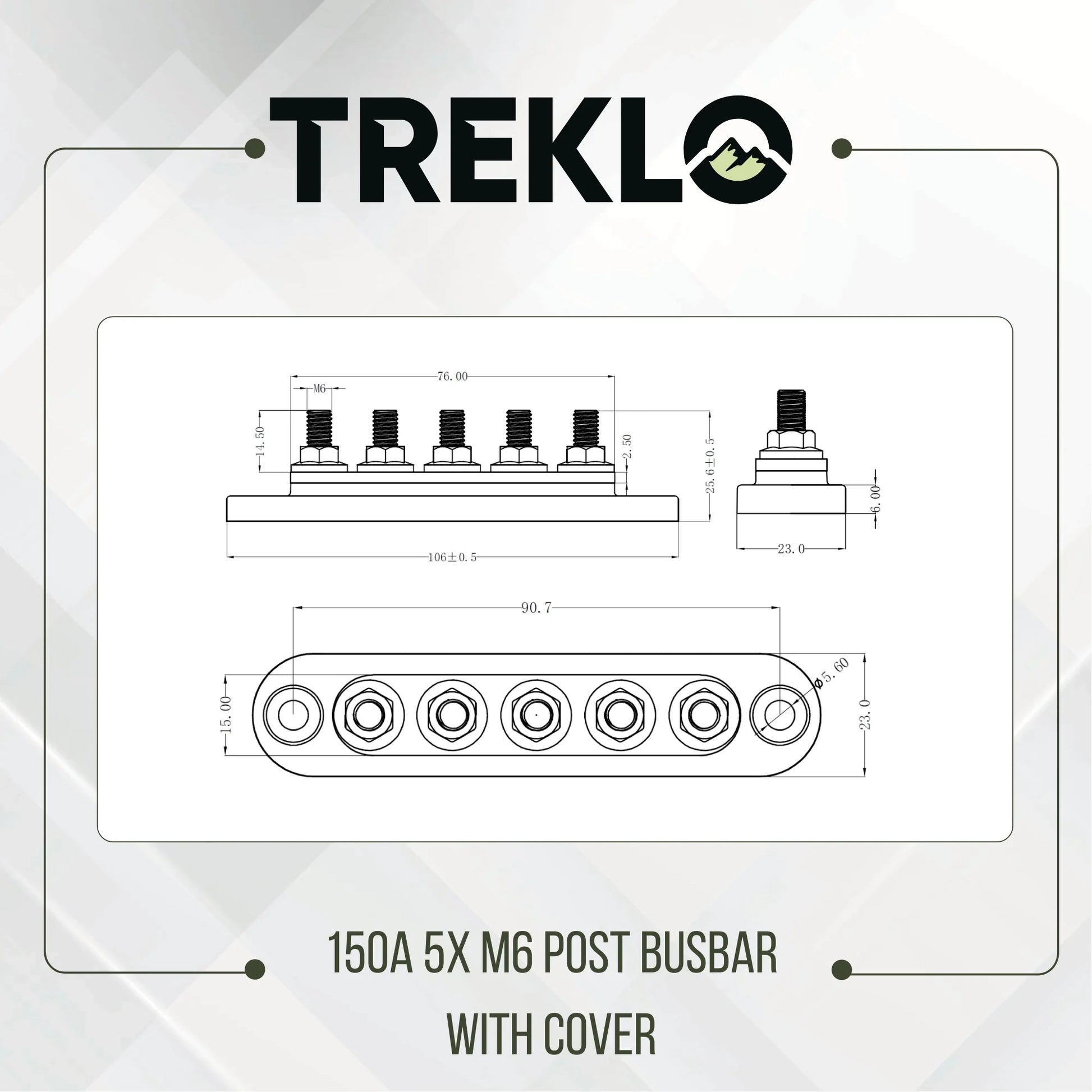heavy duty treklo 150a m6 5 post busbar ideal for caravan electrical systems
