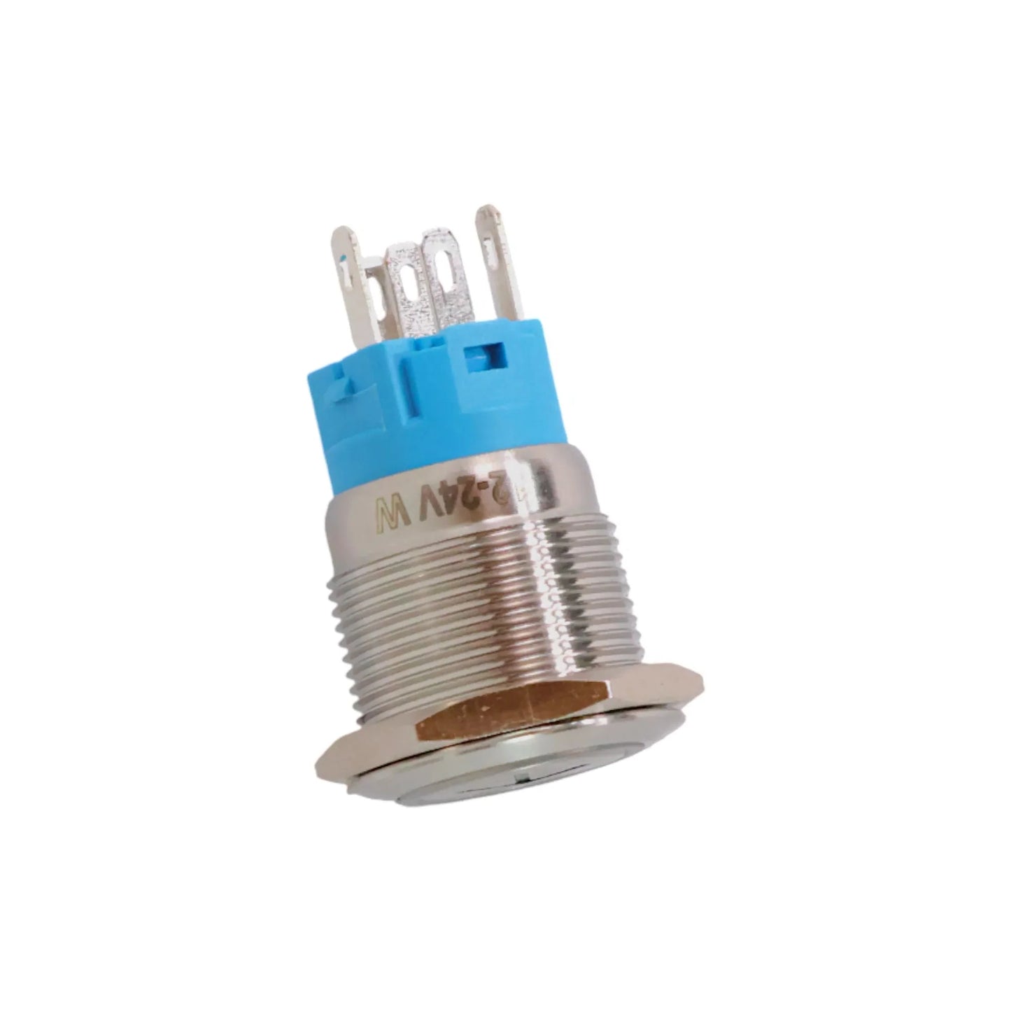 12-24v 19mm down push button switch with white illumination for rv dashboards and control panels