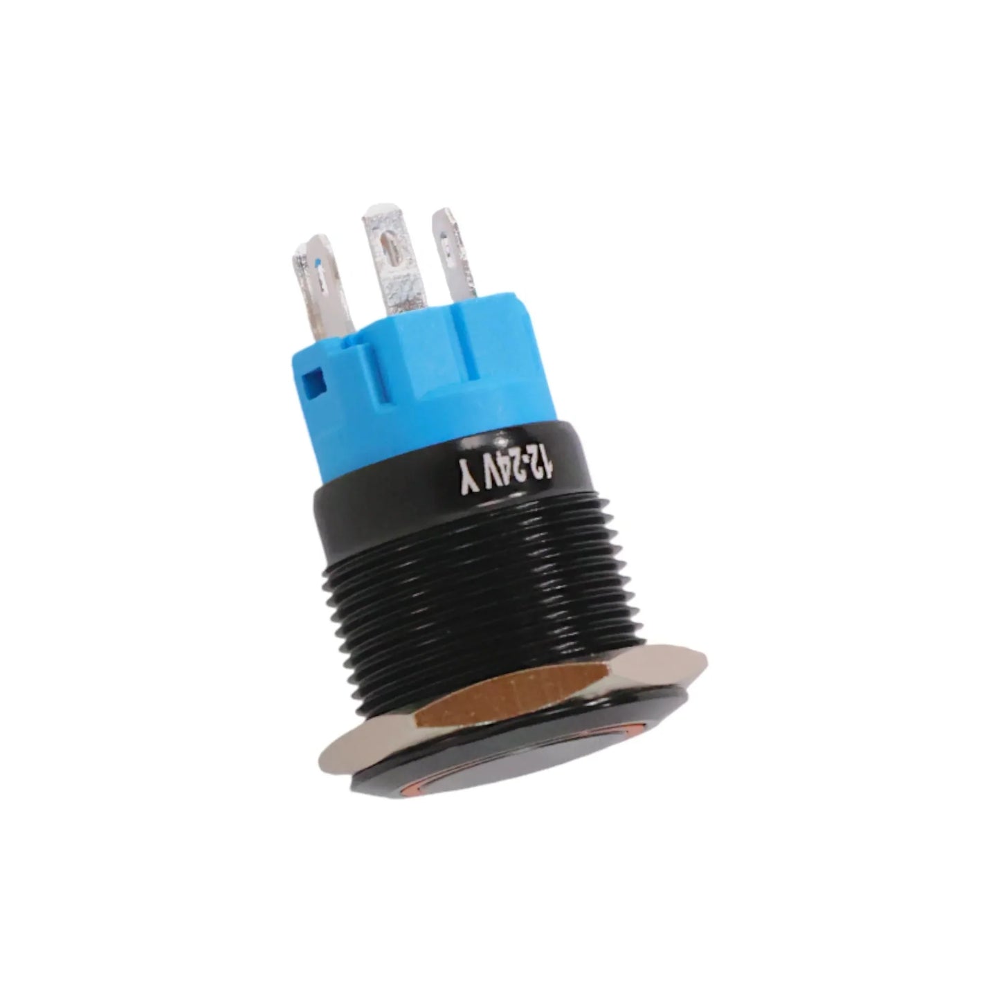 12-24v 19mm latching led yellow push button switch for rv dashboards and control panels