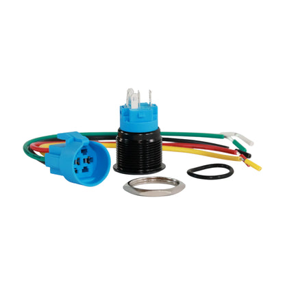 dash mount 19mm stainless push button switch led blue for campervan accessory switching