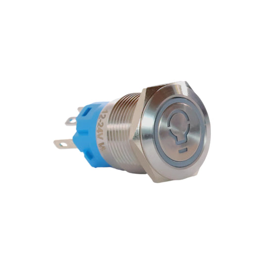19mm light white push button switch stainless steel finish for campervan 12v and 24v control panels