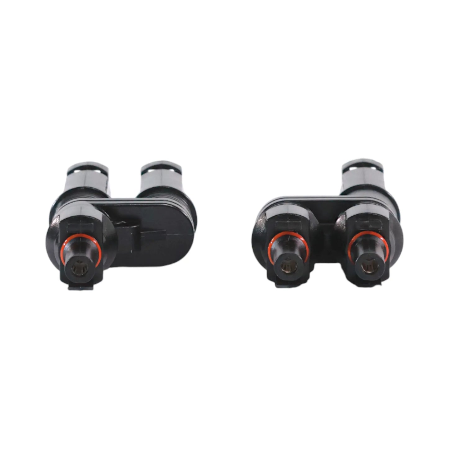 close-up of MC4 solar parallel Y connectors