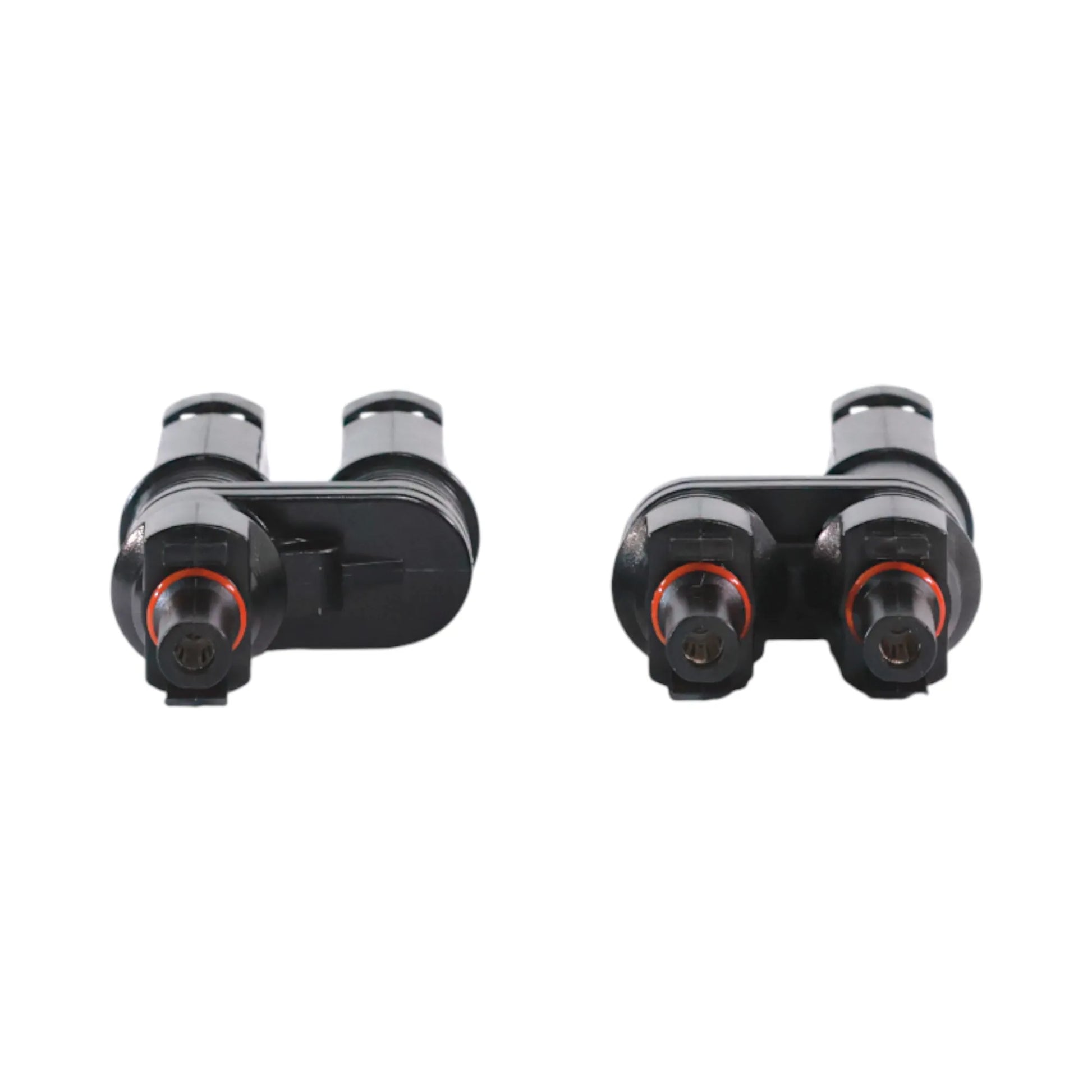 close-up of MC4 solar parallel Y connectors