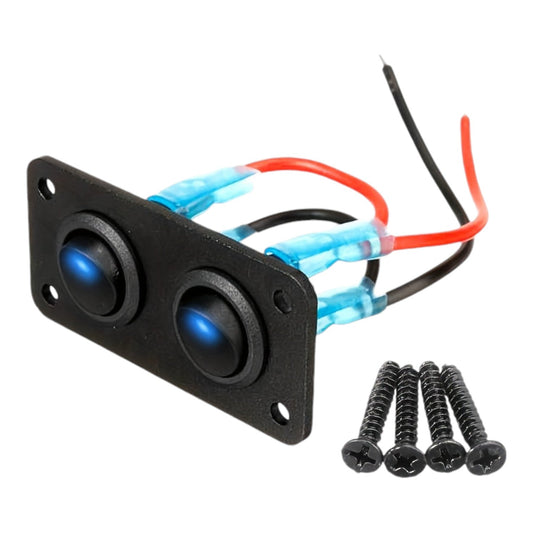 2 switch panel with blue led indicators for 12v systems