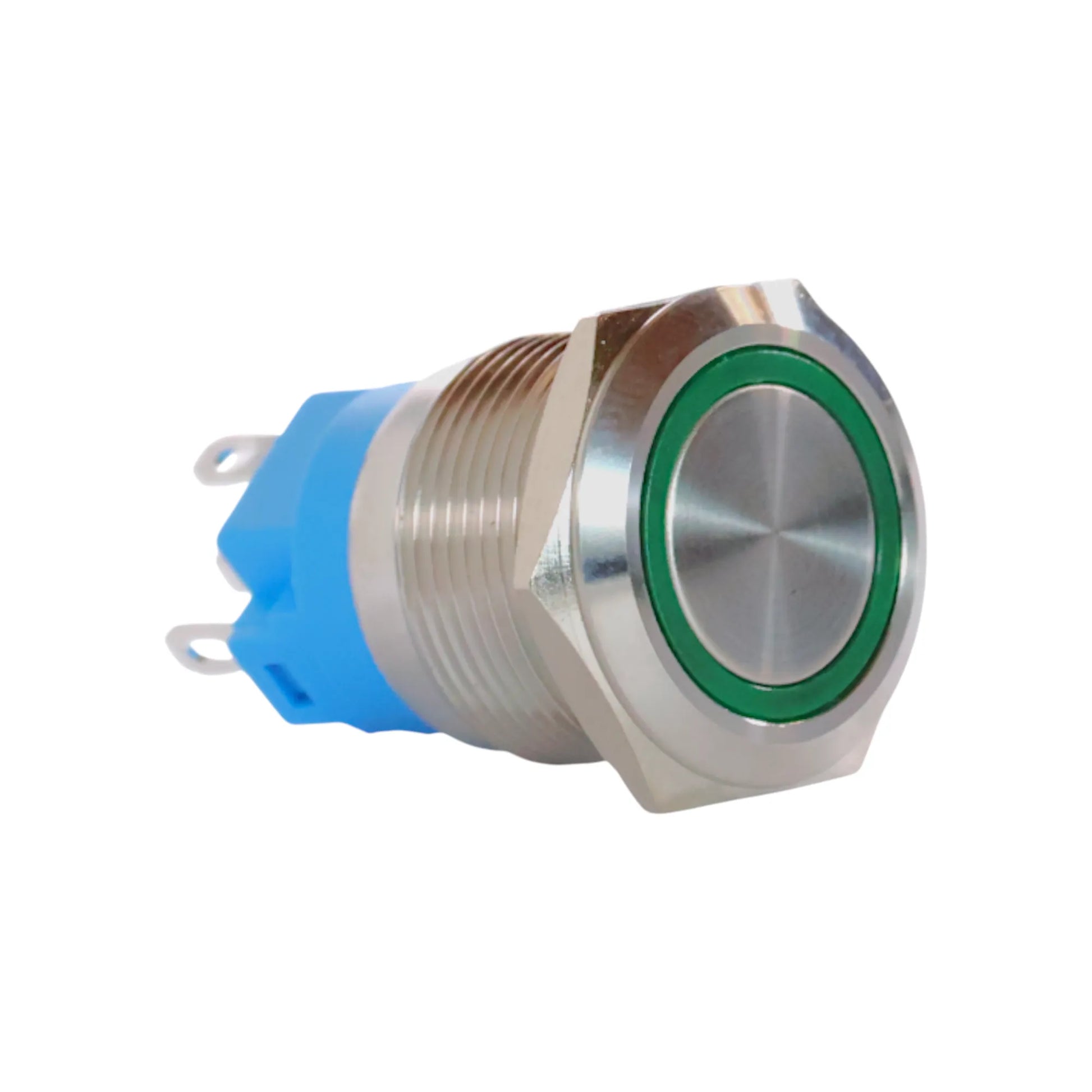 22mm green push button switch stainless steel finish for campervan 12v and 24v control panels