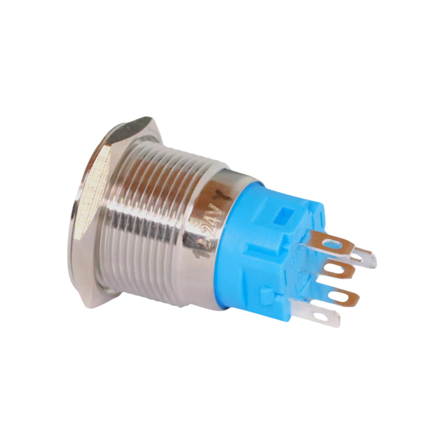 stainless finish 22mm push button switch with yellow led ideal for caravan electrical switch panels