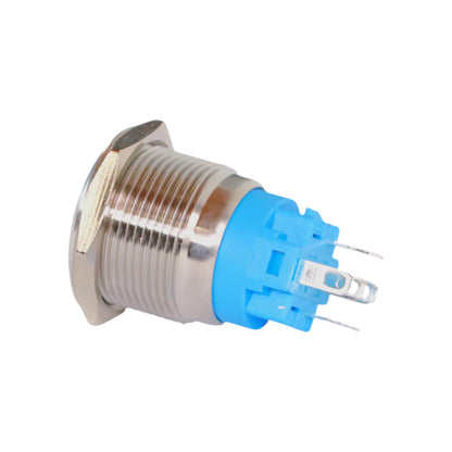 stainless finish 22mm white push button switch ideal for caravan switch panels and electrics