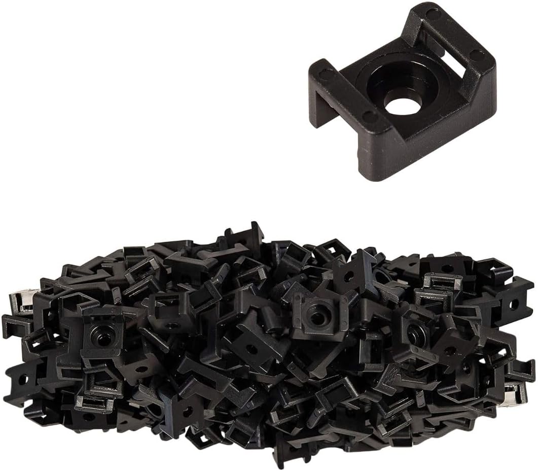 22mm x 16mm saddle zip tie mounts with screw fixing for secure cable management, 100 pack