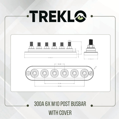 heavy duty treklo 300a m10 six post busbar ideal for caravan wiring