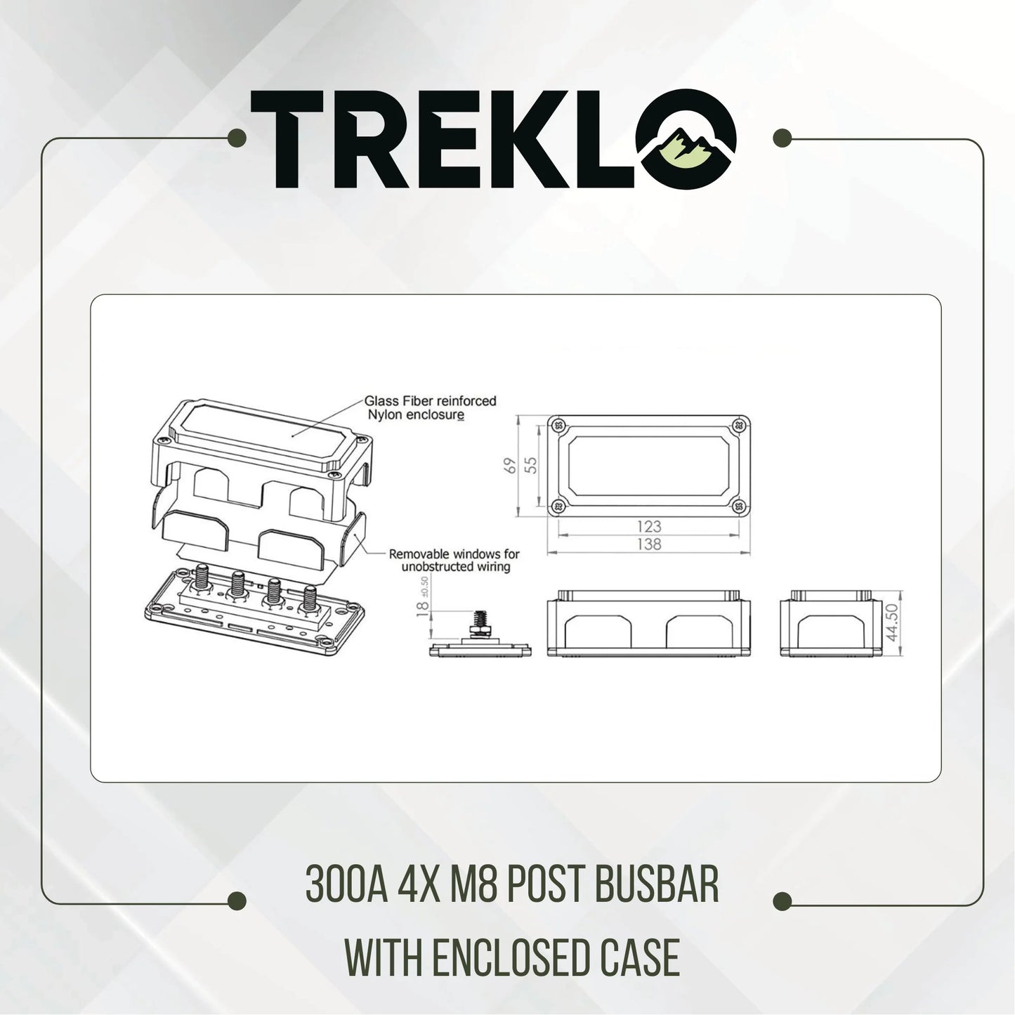 treklo 300a heavy duty m8 enclosed busbar for electrical power distribution