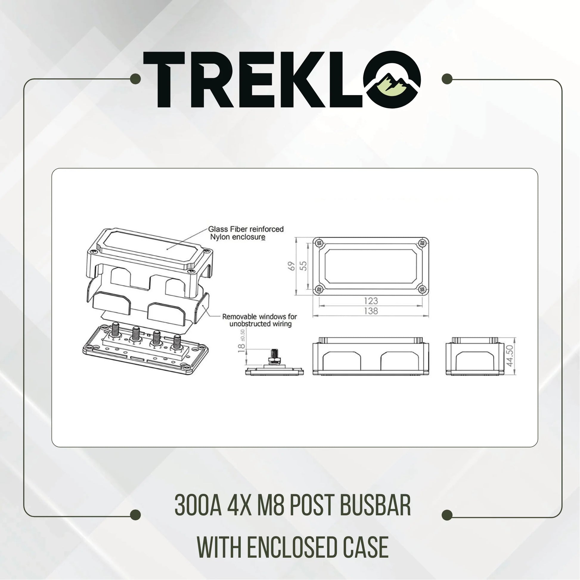 treklo 300a heavy duty m8 enclosed busbar for electrical power distribution