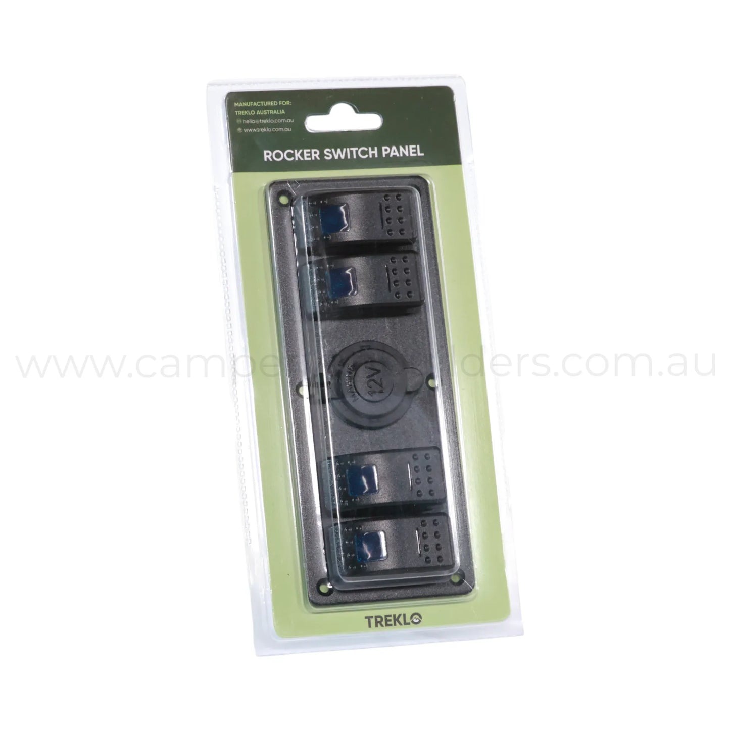 dual led 4 way rocker switch panel with 12v socket suitable for rv dashboards and control panels