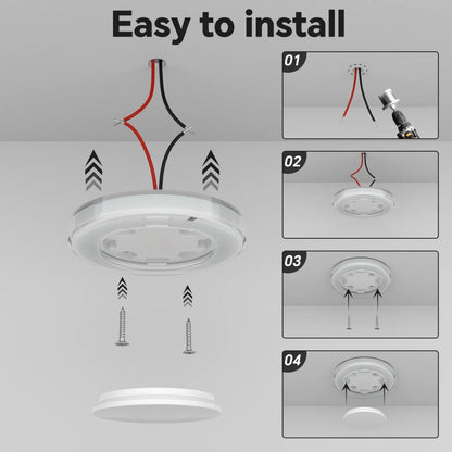 warm tone LED disc fixture in simple product display