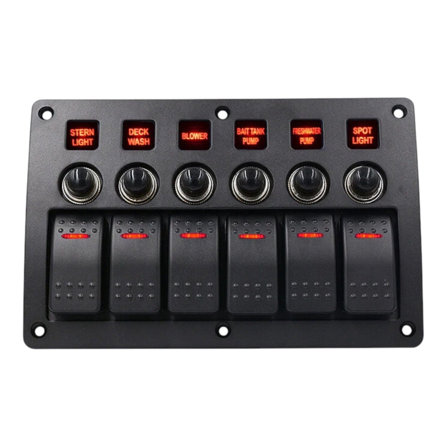 6 gang switch panel with integrated circuit breakers for 12v systems