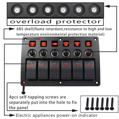 caravan 6 switch panel for accessory control with circuit breaker protection