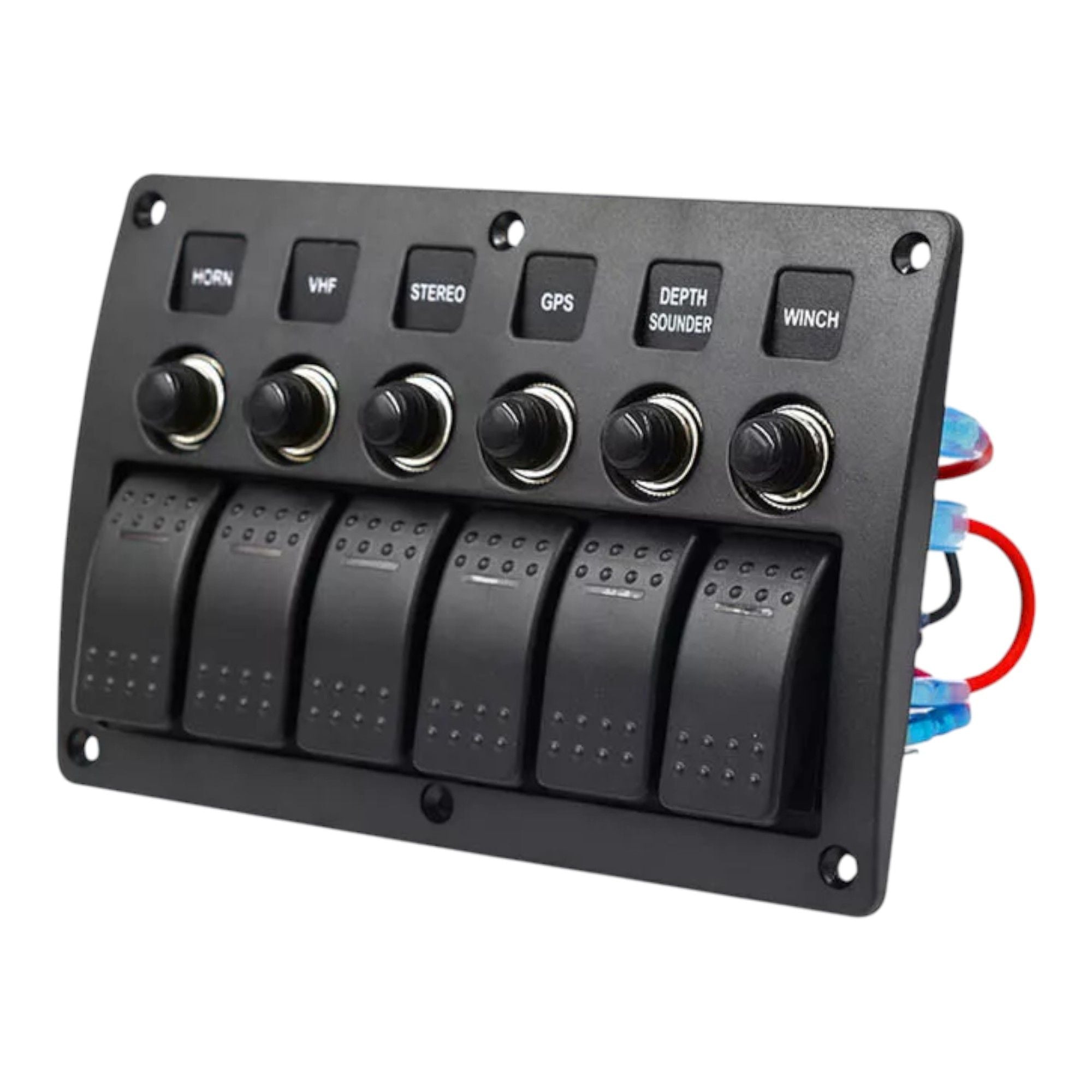 6-Gang Rocker Switch Panel with Circuit Breakers (Red LED) – TREKLO ...