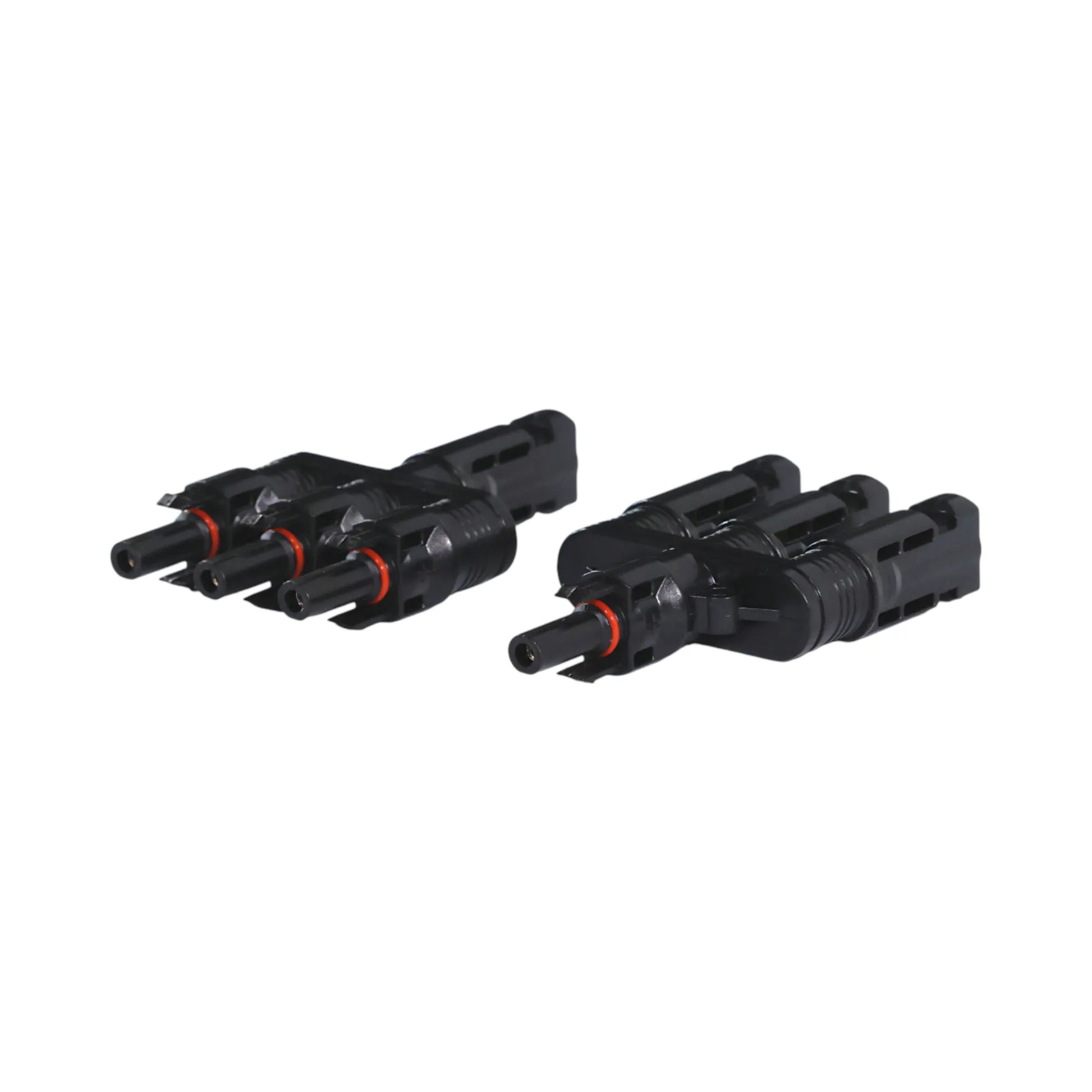 3-in-1 solar MC4 adapters laid out for installation