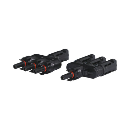 3-in-1 solar MC4 adapters laid out for installation
