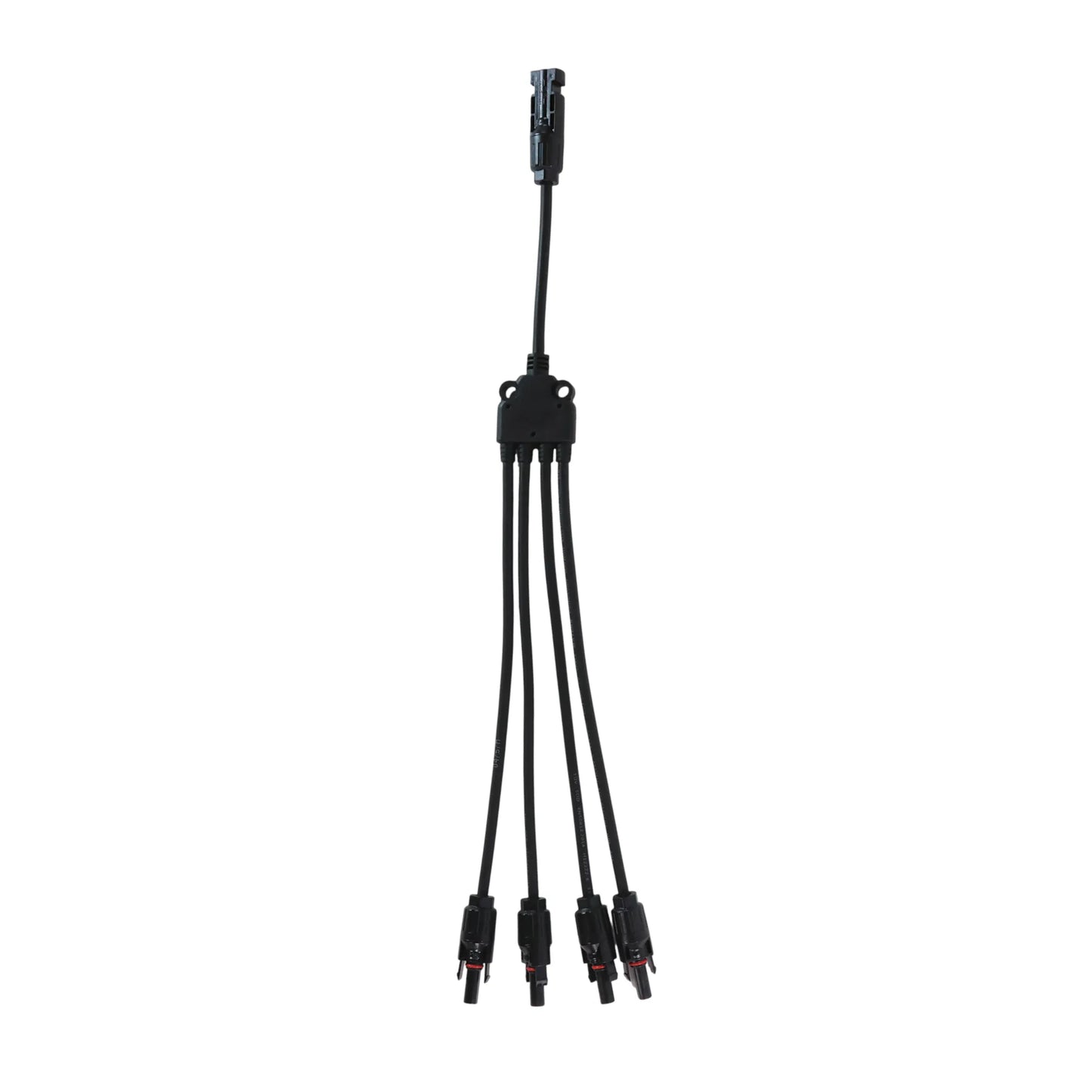 close-up of quadruple MC4 Y branch connectors