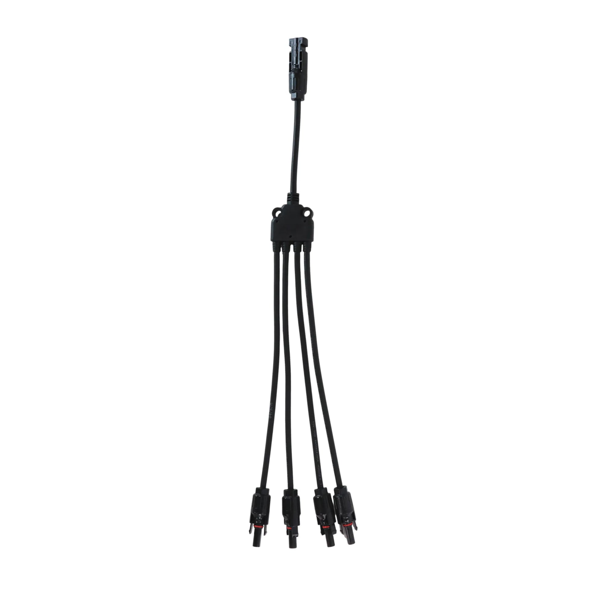 close-up of quadruple MC4 Y branch connectors