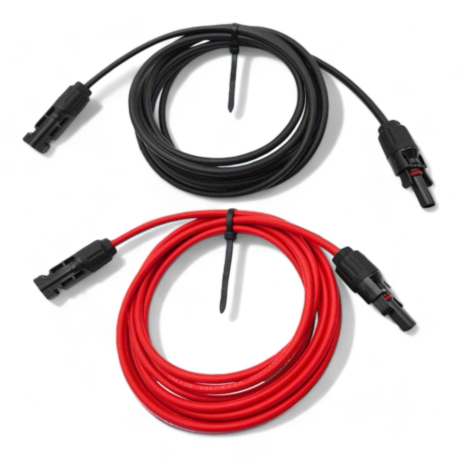 close-up of MC4 6mm2 extension male and female connectors