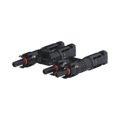 solar MC4 parallel adapters connected to cables