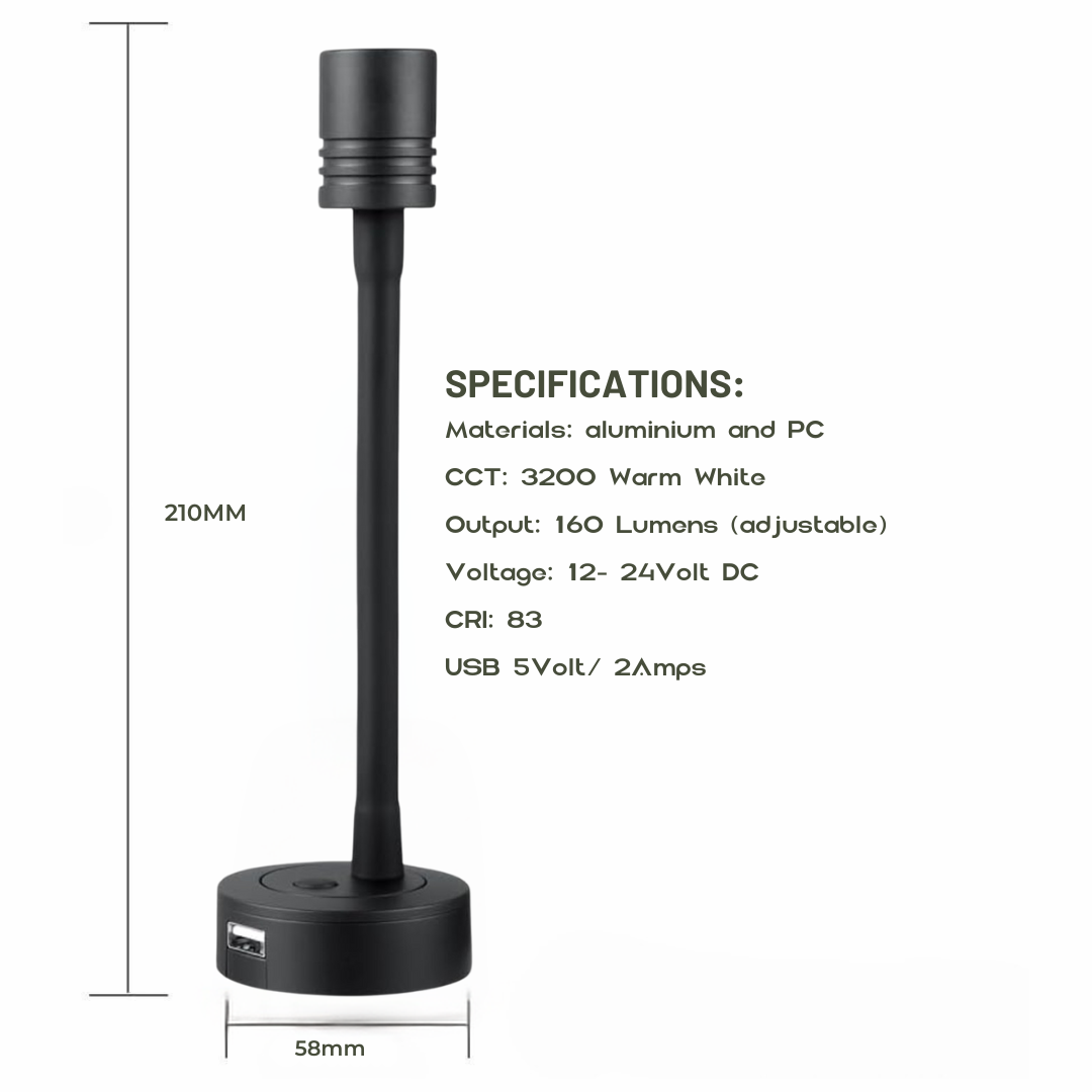 USB reading lamp in neutral product view