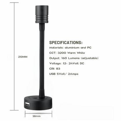 USB reading lamp in neutral product view