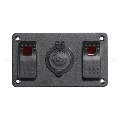 2 Way Rocker Switch Panel With 12v Socket Single LED