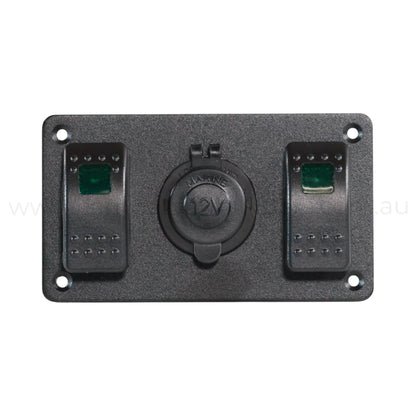 2 Way Rocker Switch Panel With 12v Socket Single LED