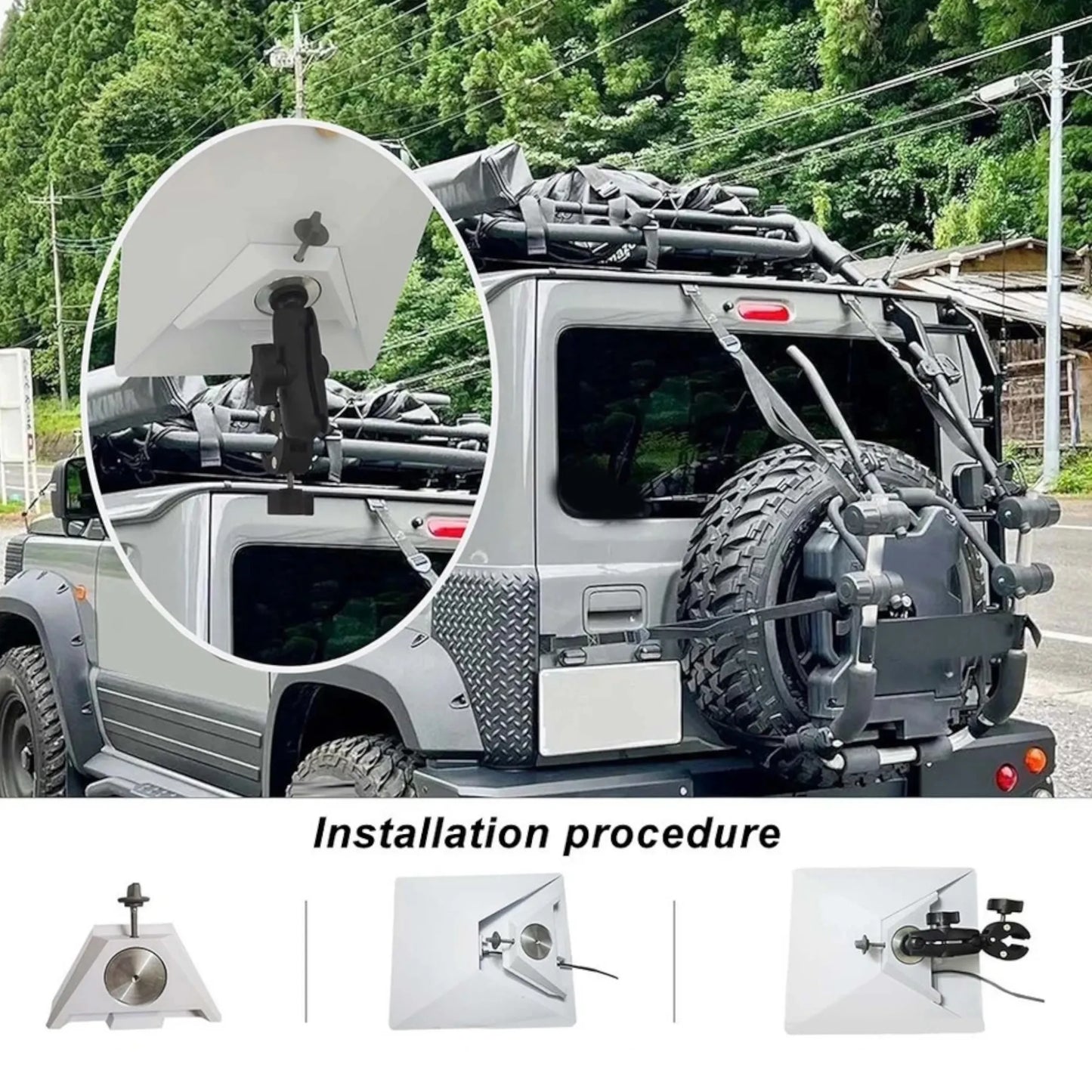 Starlink Mini clamp mount with 360° adjustable arm attached to pole