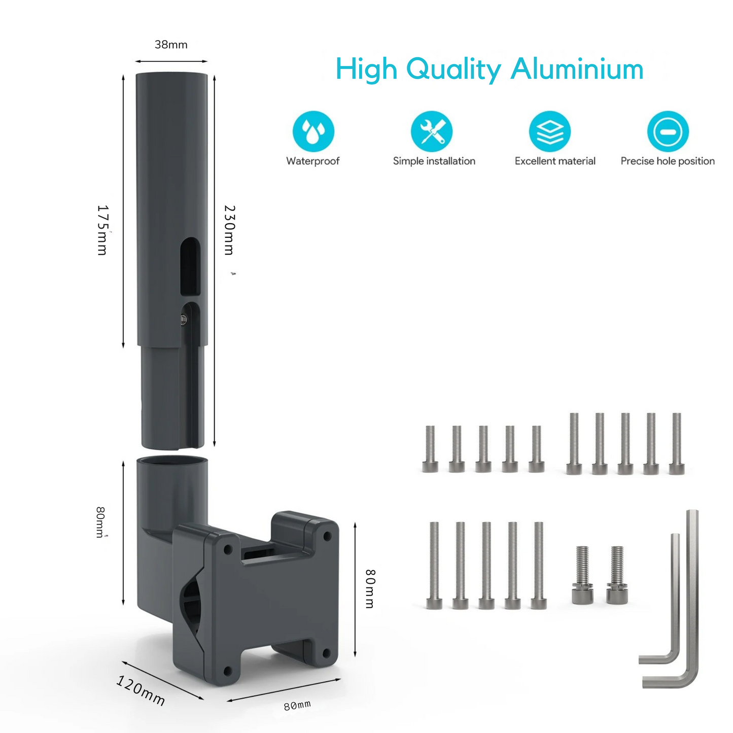 Close-up of Starlink Mini clamp mount secured around metal pole