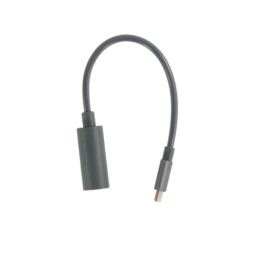 Starlink Mini female-to-USB-C male connector cable laid out on bench