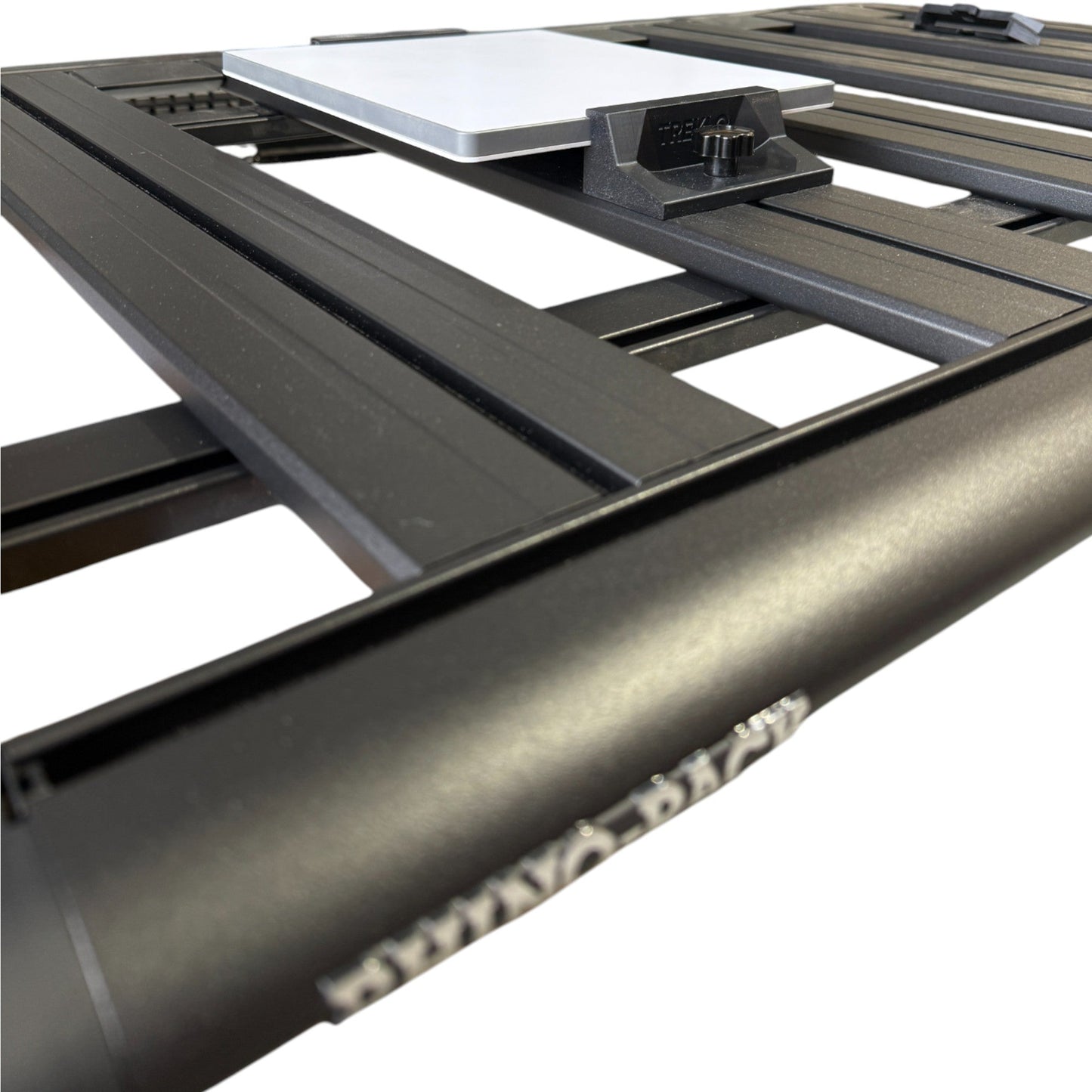 Starlink Mini platform mount with bolts attached to rack slats