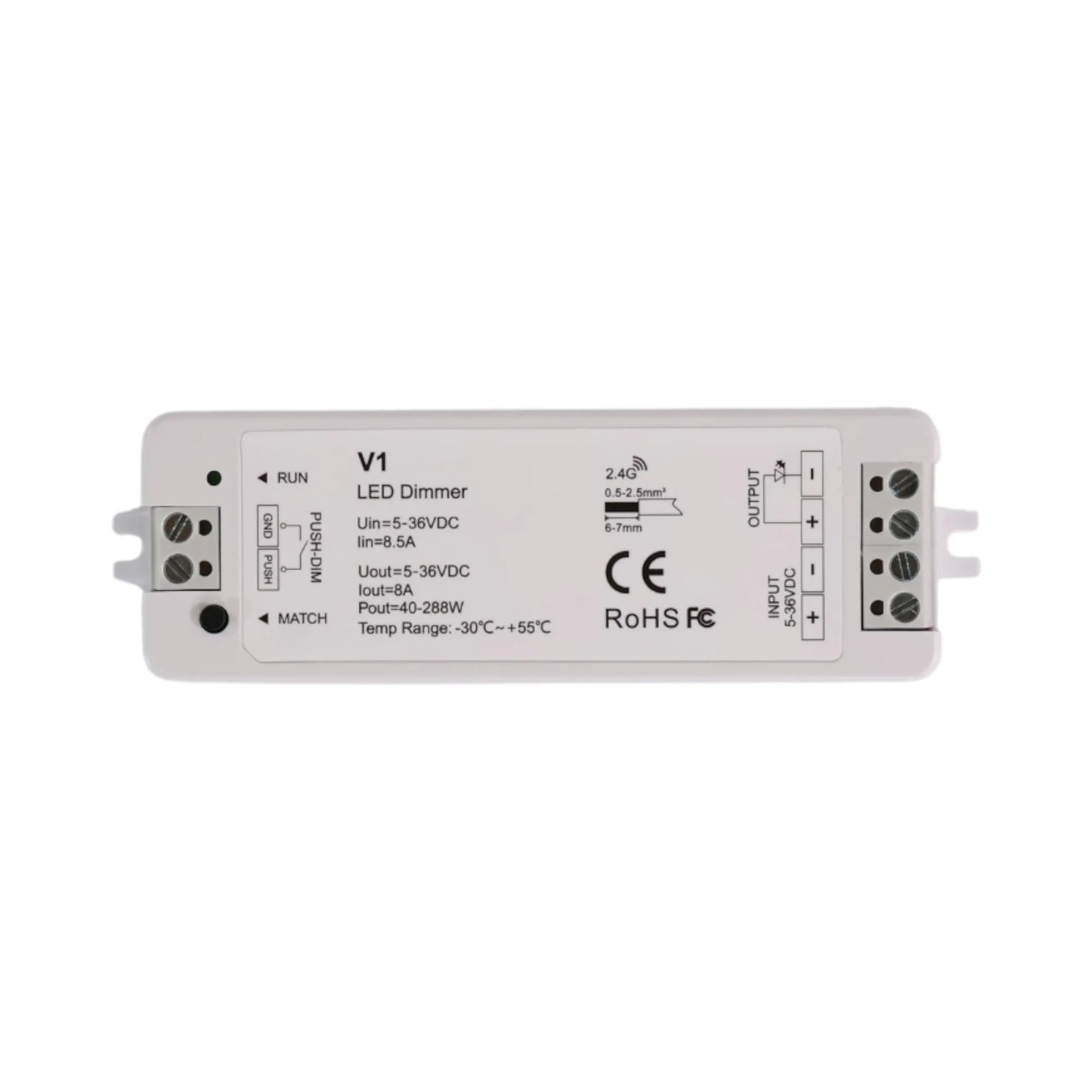 V1 LED brightness controller placed on workbench