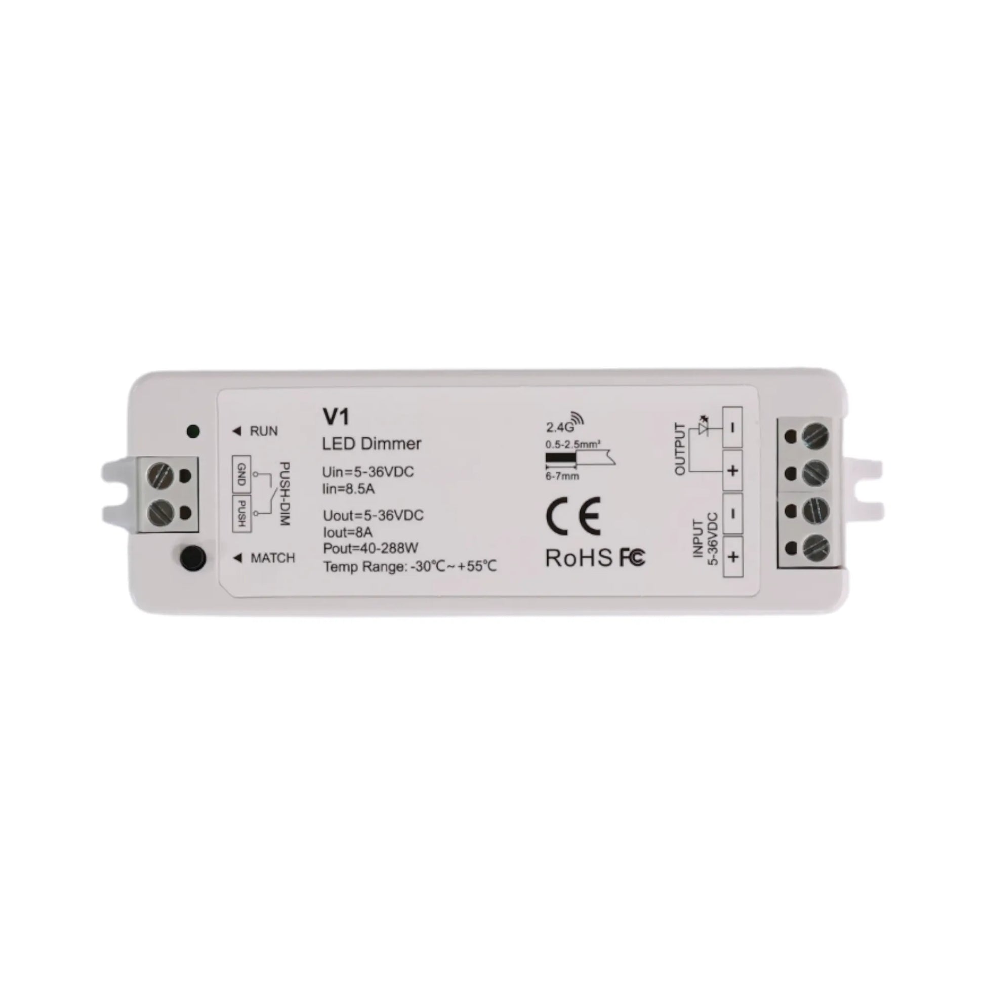 V1 LED brightness controller placed on workbench