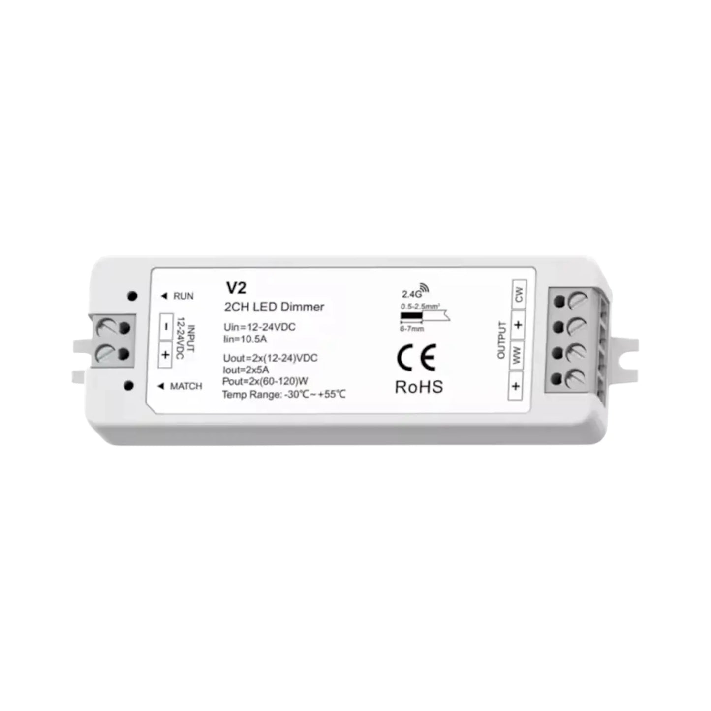 V2 controller adjusting LED lighting via R12 remote