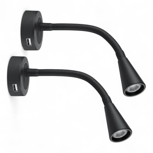 pair of Zen reading lights with integrated USB ports