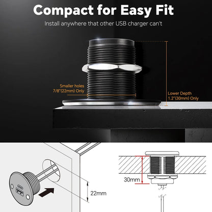 large recessed usb charger for van conversions
